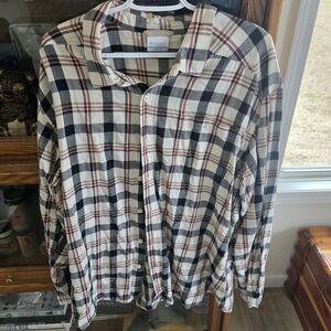 Columbia Men's Casual Plaid Shirt - Black, White, and Red